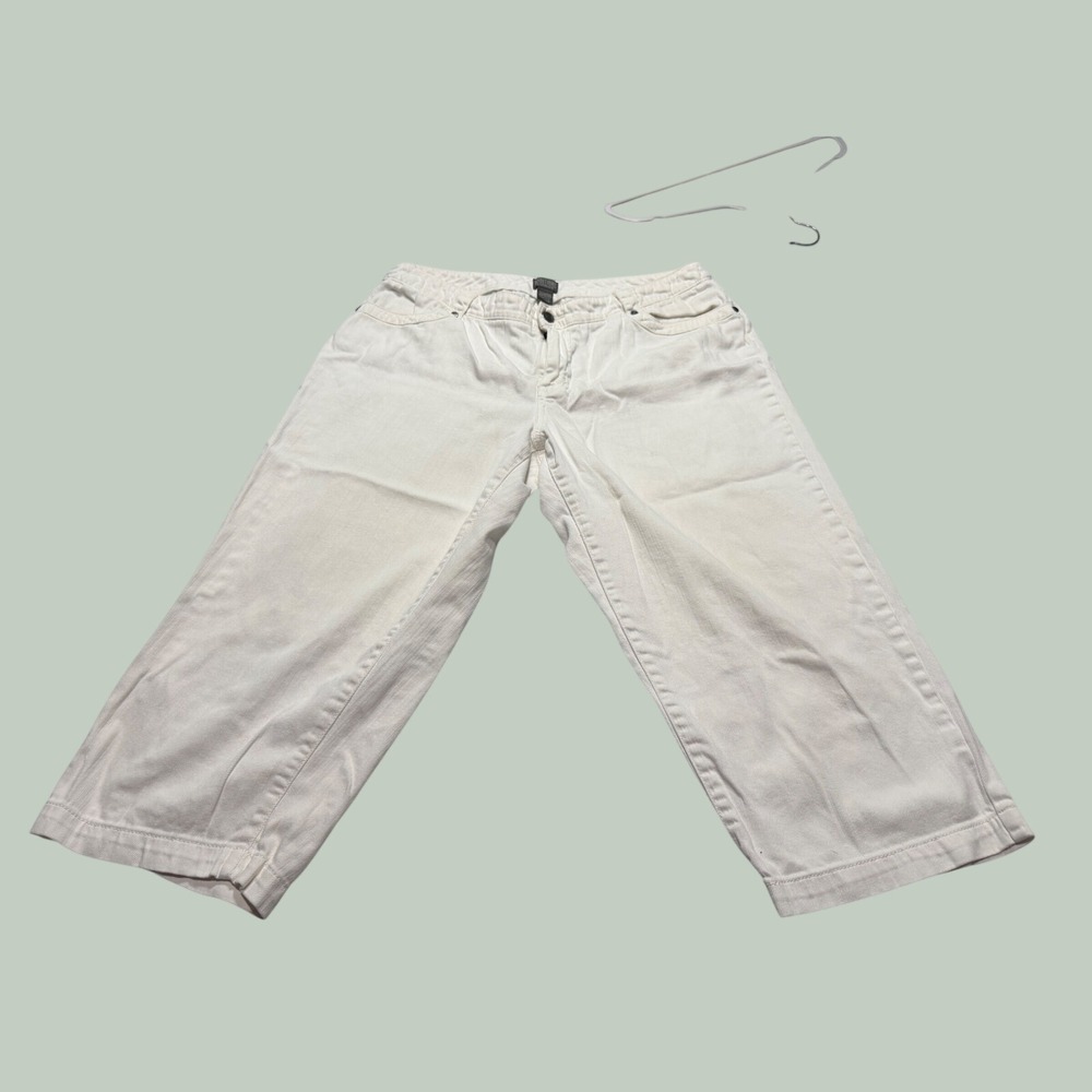 Additions by Chicos White Cropped Wide Leg Jeans Size 15 Cotton Stretch Capris